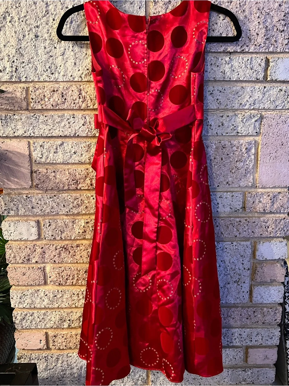 Rare Editions Slim 10/12 Velvet and Glittered Sequins Polka Dot Holiday Dress